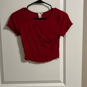 ragstock (bozzolo) red fitted cropped t-shirt, size medium